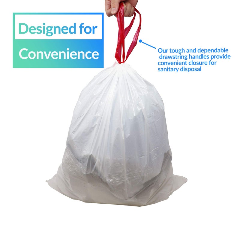 Reli. 2-4 Gallon Trash Bags Drawstring | 250 Count | 18"x 20" | Small Garbage Bags 4 Gallon - Drawstring Handles | White Trash Can Liners 2 Gal - 3Gal - 4Gal | Small Bin Liners, Office - Image 2